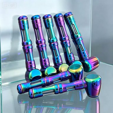 Novelty Storage Tubes Iridescent Laser‑Cut Hollow Aluminum Fidget Tube