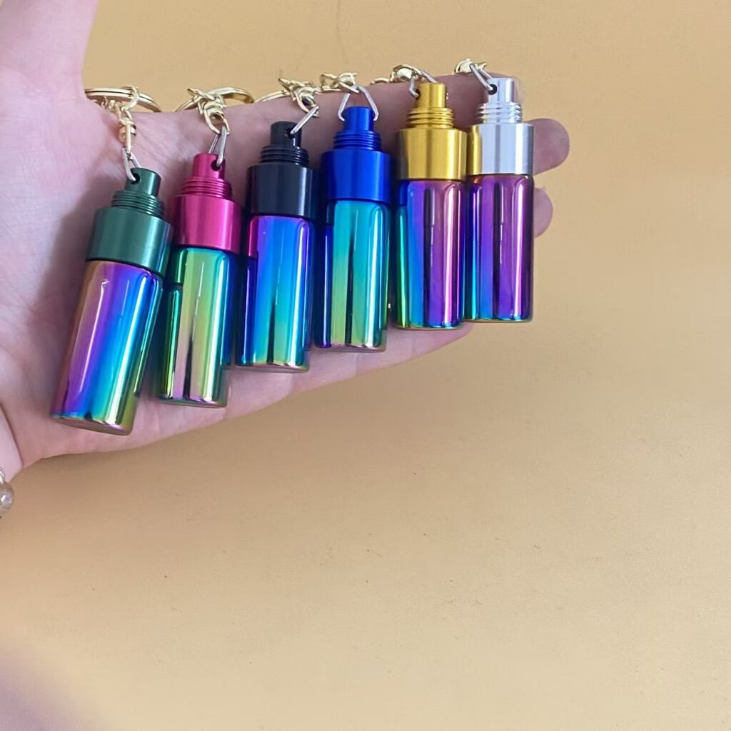 Keychain Storage Iridescent Portable Storage Tube Keychain