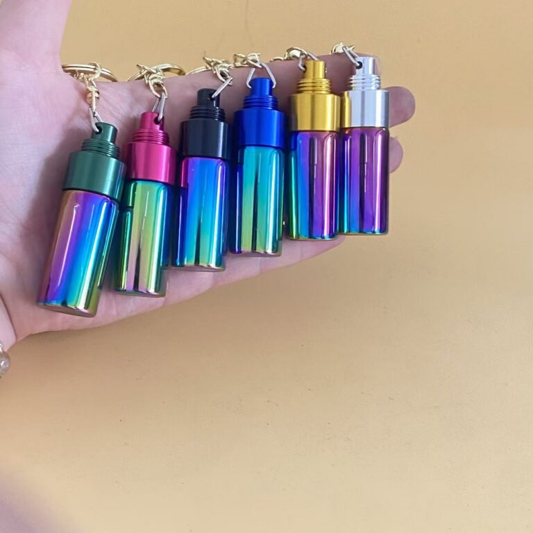 Keychain Storage Iridescent Portable Storage Tube Keychain